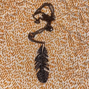 NWOT! Bronze Feather Necklace